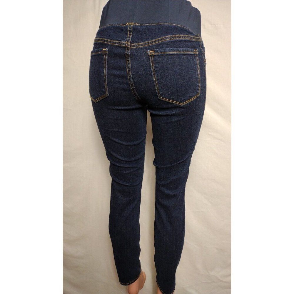 Old Navy Women Maternity Skinny Low Panels Pull On Denim Jeans Blue Size 8 - Picture 3 of 15
